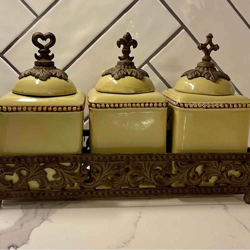 Gracious Goods - Faith, Hope, Love Caniters W/Tray